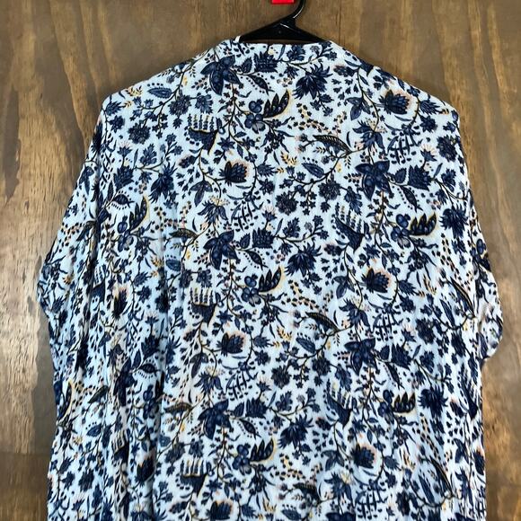 LOFT Womens Kimono White Blue Multicolor Floral Open Front XSmall/Small - Picture 10 of 12